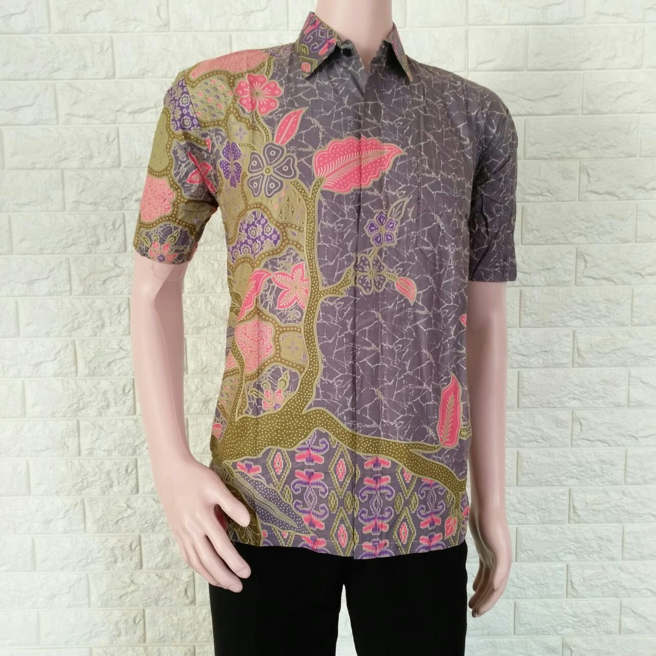 Kemeja Batik  Sogan  Bunga Blok Warna  SF BatikPekalongan co id